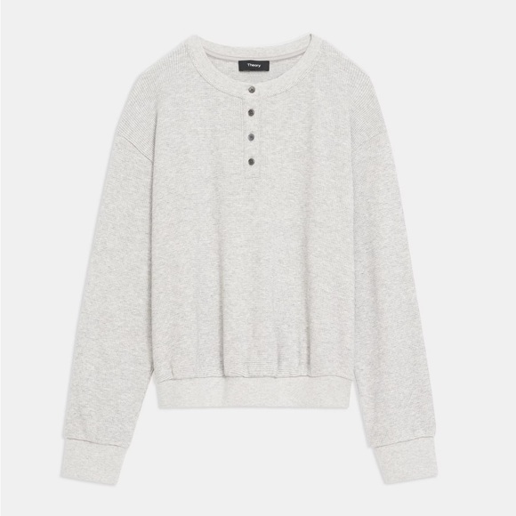 Theory Weekend Waffle Knit Henley Pullover - Picture 1 of 7